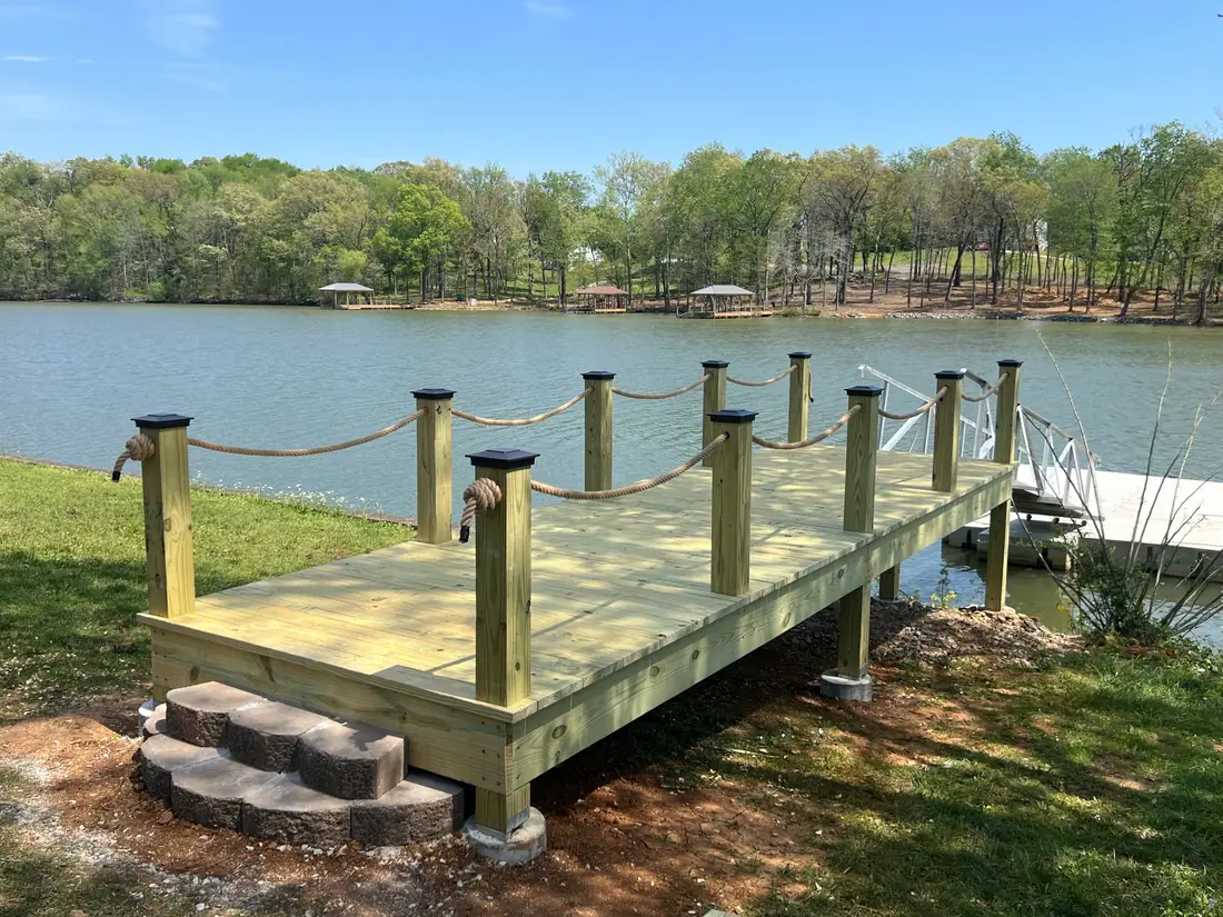 Completed lakefront dock after rebuild
