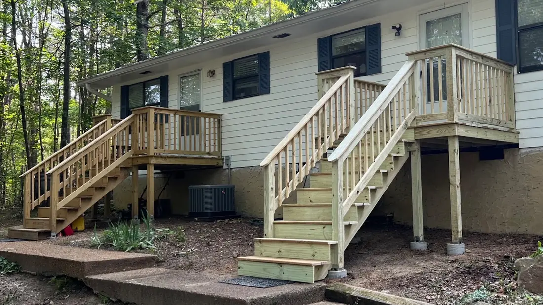 Deck and stairs built onto an existing home
