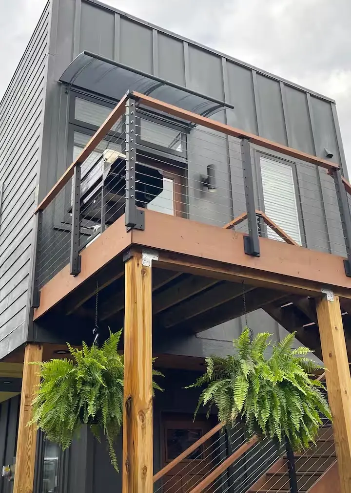 Elevated deck with cable railing